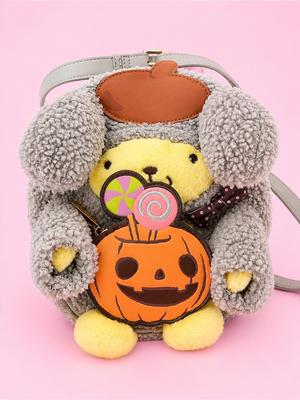Box Lunch Halloween Pompompurin Crossbody Bag - Gray & Yellow